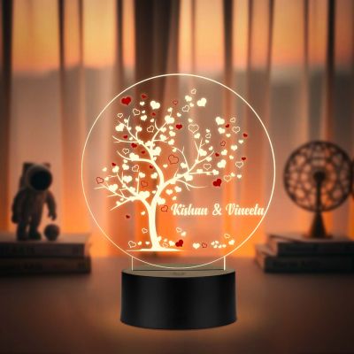 Personalized Romantic Tree UV Print 3D LED Acrylic Lamp – Warm White